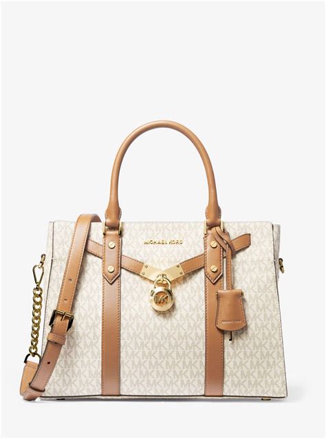 hamilton large logo satchel michael kors|michael kors nouveau hamilton bag.